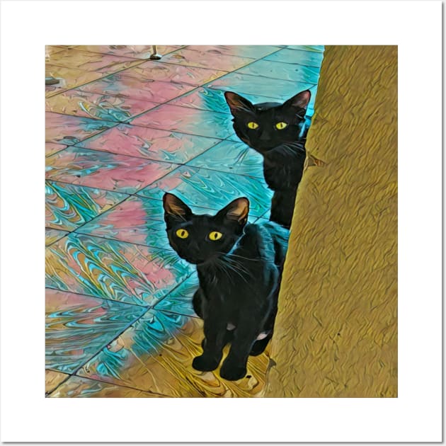 TWO CATS BLACK Wall Art by CATUNIVERSE